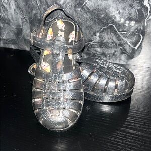 Josmo Black Glitter Jelly Sandals